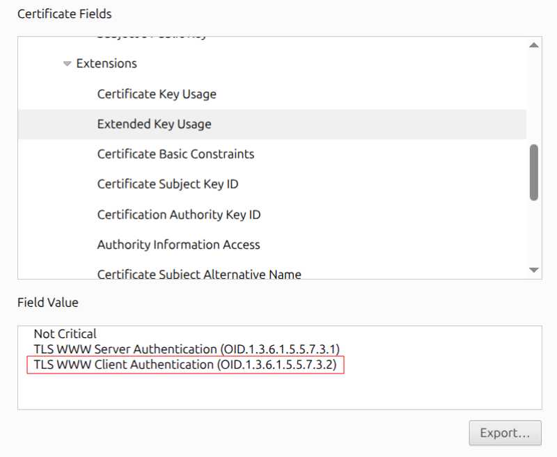 TLS Certificate with Client Authentication